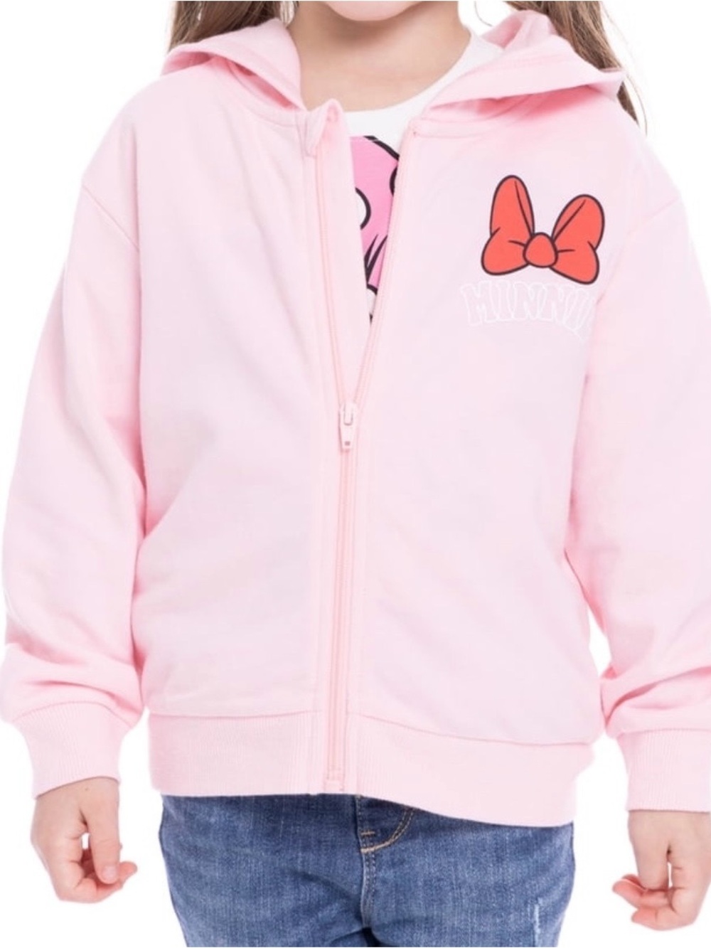 Disney Minnie Mouse Toddler Girls' Full-Zip Hoodie with Front & Back Graphics 5T